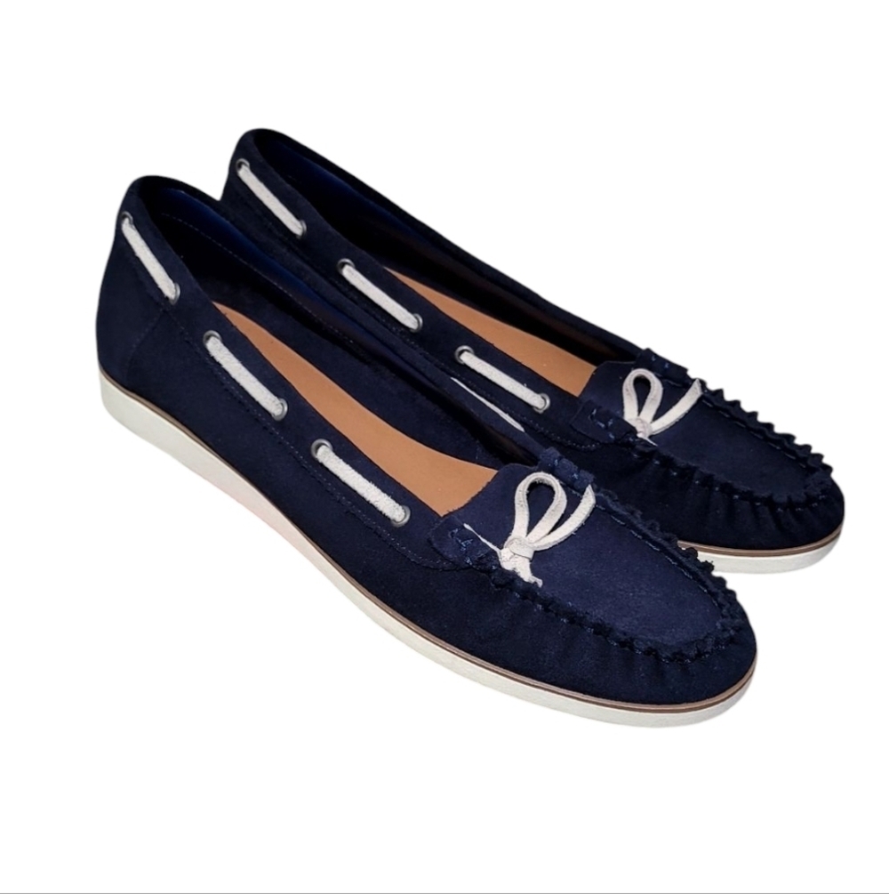 Kelly and Katie Tiewel Blue Slip On Leather Boat Shoes Loafers